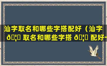 汕字取名和哪些字搭配好（汕字 🦅 取名和哪些字搭 🦋 配好一点）